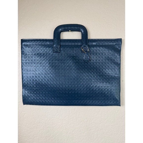 Hazel America's Case Maker Other - Hazel America's Case Maker Vintage Navy Blue Woven Briefcase Portfolio USA Made
